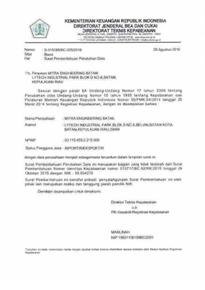 Surat Pemberitahuan Perubahan Data